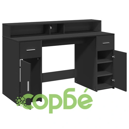 Гейминг бюро с RGB LED осветление, черно, 140x55x91 см, инженерно дърво ➤ топ цена ➤ sorbe.bg