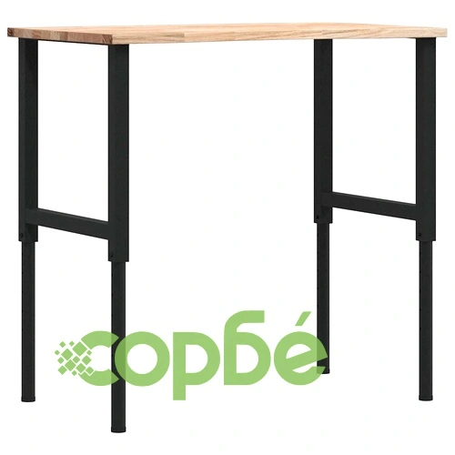 Регулируема Работна Маса от Масивен Дъб 100x60x(71,5-98) cm с Метална Рамка ➤ топ цена ➤ sorbe.bg