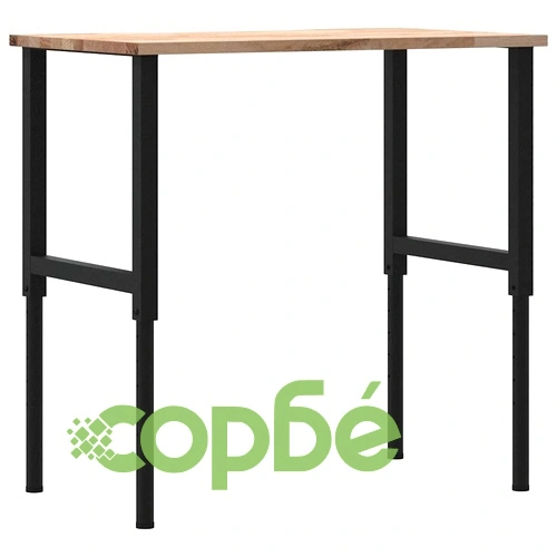 Регулируема Работна Маса от Масивен Дъб 100x60x(71,5-98) cm с Метална Рамка ➤ топ цена ➤ sorbe.bg