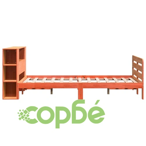 Рамка за легло от масивен бор с табла, восъчнокафяв, 140x200 см ➤ топ цена ➤ sorbe.bg