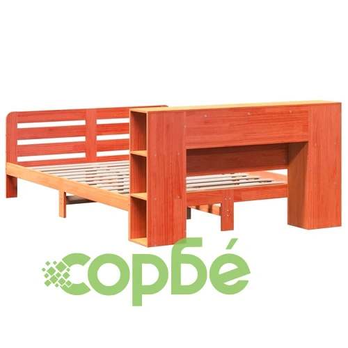 Рамка за легло от масивен бор с табла, восъчнокафяв, 140x200 см ➤ топ цена ➤ sorbe.bg