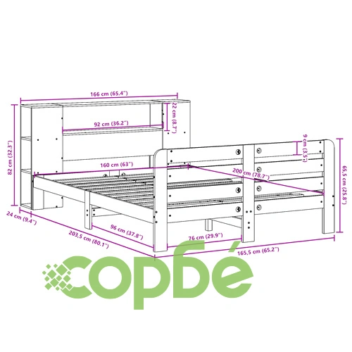 Рамка за легло от масивна чамова дървесина, 160x200 см, с табла и отделения ➤ топ цена ➤ sorbe.bg