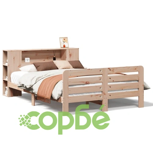 Рамка за легло от масивна чамова дървесина, 160x200 см, с табла и отделения ➤ топ цена ➤ sorbe.bg