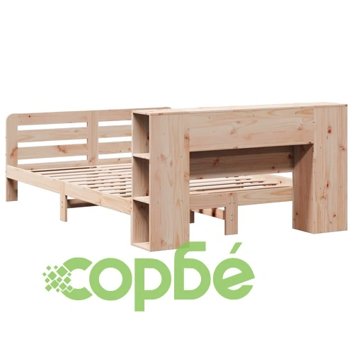 Рамка за легло от масивна чамова дървесина, 160x200 см, с табла и отделения ➤ топ цена ➤ sorbe.bg