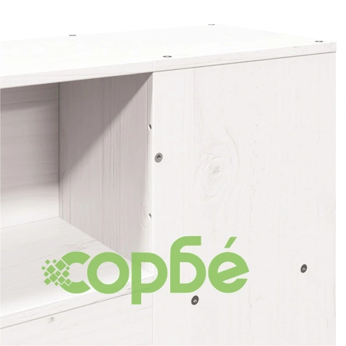 Рамка за легло от масивна борова дървесина, бяла, 120x190 см, с табла и отделения за съхранение ➤ топ цена ➤ sorbe.bg