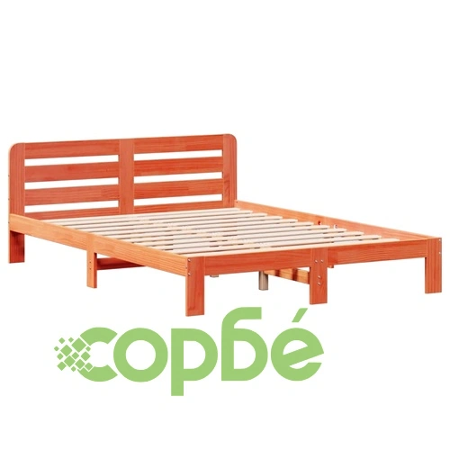 Рамка за легло от бор масив с табла и отделения 135x190 см, восъчнокафяв цвят ➤ топ цена ➤ sorbe.bg