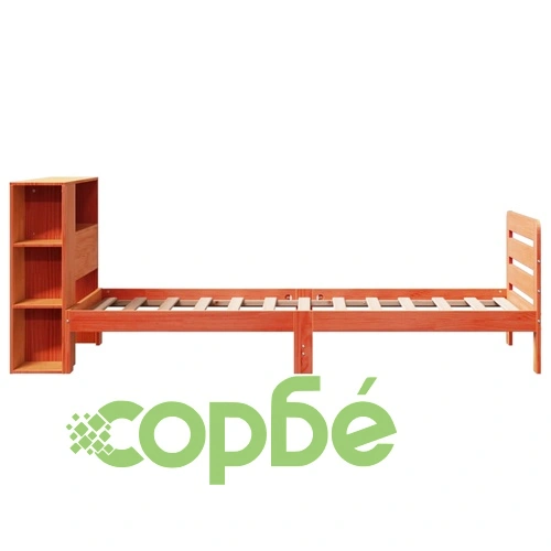 Рамка за легло от масив бор, восъчнокафява, 90x200 см, с табла и отделения за съхранение ➤ топ цена ➤ sorbe.bg