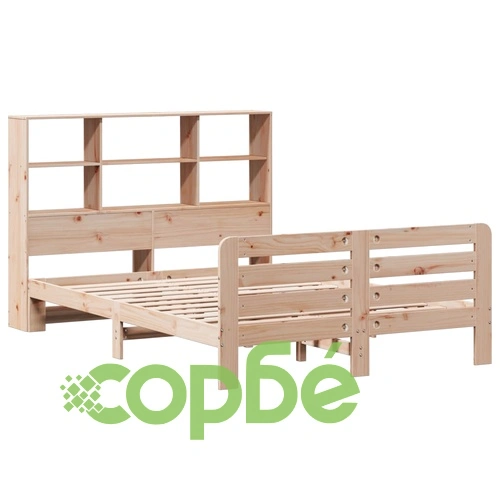 Рамка за легло от масивна борова дървесина, 120x200 см, с табла и отделения за съхранение ➤ топ цена ➤ sorbe.bg