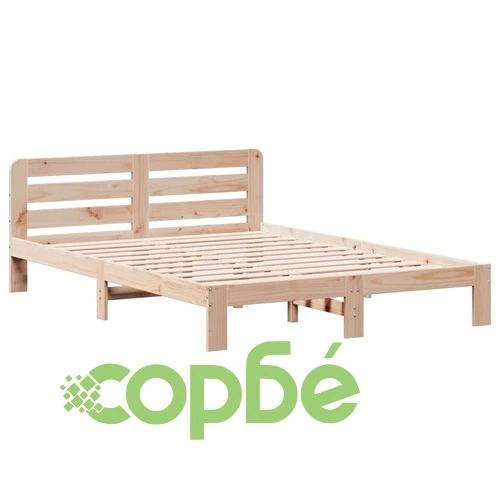 Рамка за легло от масивна борова дървесина, 120x200 см, с табла и отделения за съхранение ➤ топ цена ➤ sorbe.bg