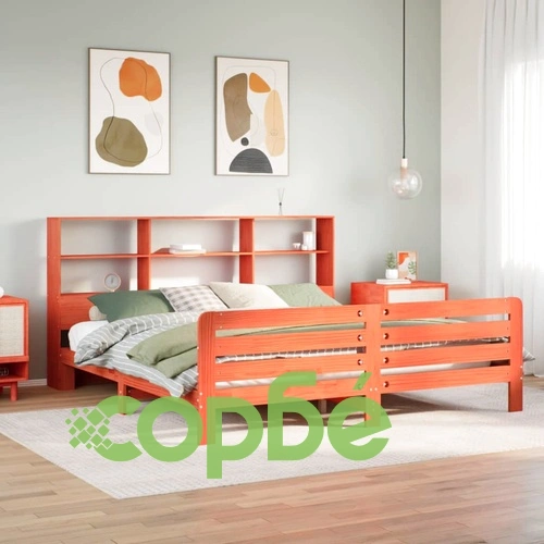 Рамка за легло от масив бор, восъчнокафява, 200x200 см, с отделения за съхранение ➤ топ цена ➤ sorbe.bg