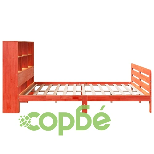 Рамка за легло от масив бор, восъчнокафява, 200x200 см, с отделения за съхранение ➤ топ цена ➤ sorbe.bg