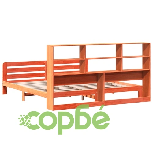 Рамка за легло от масив бор, восъчнокафява, 200x200 см, с отделения за съхранение ➤ топ цена ➤ sorbe.bg