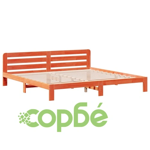 Рамка за легло от масив бор, восъчнокафява, 200x200 см, с отделения за съхранение ➤ топ цена ➤ sorbe.bg