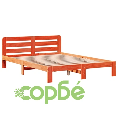 Легло от масивна борова дървесина с етажерка за книги, 160x200 см, без матрак ➤ топ цена ➤ sorbe.bg