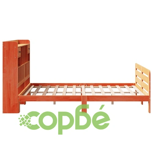 Легло от масивна борова дървесина с етажерка за книги, 160x200 см, без матрак ➤ топ цена ➤ sorbe.bg