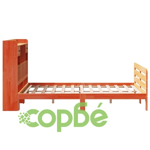 Легло от масивен бор с етажерка за книги, 120x190 см, восъчнокафяво ➤ топ цена ➤ sorbe.bg