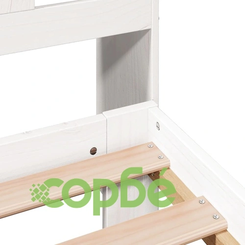 Легло от масивен бор с етажерка за книги, 140x190 см, бяло ➤ топ цена ➤ sorbe.bg