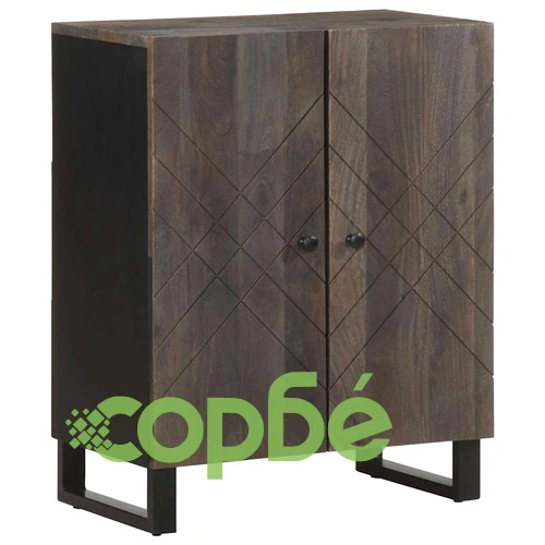 Комплект от 3 Черни Бюфета от Масивно Манго Дърво 60x33x75 cm ➤ топ цена ➤ sorbe.bg