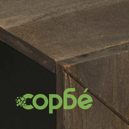 Комплект мебели за баня от 2 части - шкаф и огледало от масивно манго дърво, черен ➤ топ цена ➤ sorbe.bg