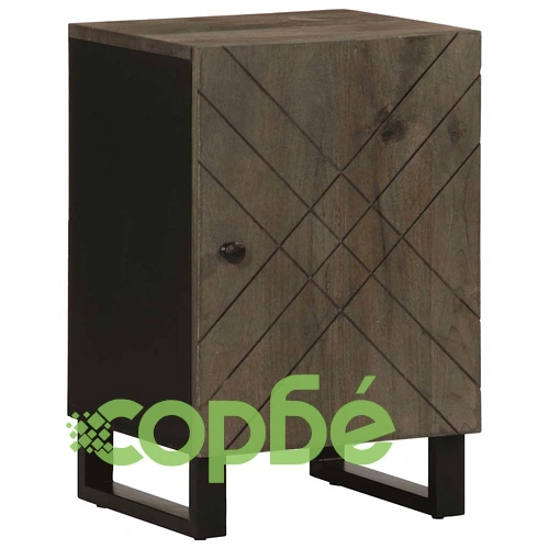 Луксозен комплект мебели за баня от 4 части - черен, от масивна мангова дървесина ➤ топ цена ➤ sorbe.bg