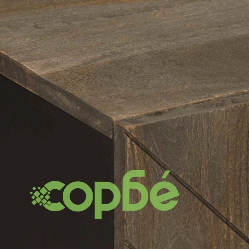 Луксозен комплект мебели за баня от 4 части - черен, от масивна мангова дървесина ➤ топ цена ➤ sorbe.bg