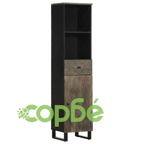 Луксозен комплект мебели за баня от 5 части - Черно масивно дърво Манго ➤ топ цена ➤ sorbe.bg