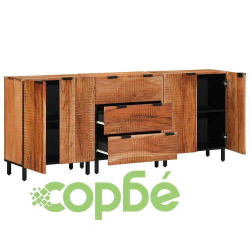 Комплект от 3 шкафа от масивна акациева дървесина, кафяви, 60x33x75 см ➤ топ цена ➤ sorbe.bg