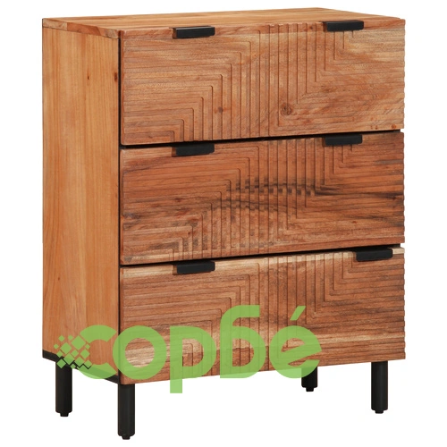 Комплект от 3 шкафа от масивна акациева дървесина, кафяви, 60x33x75 см ➤ топ цена ➤ sorbe.bg