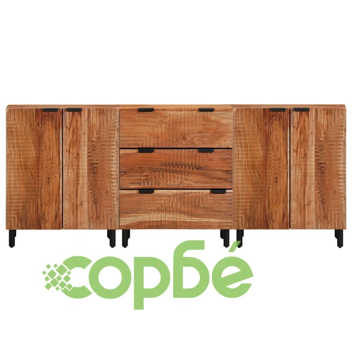 Комплект от 3 шкафа от масивна акациева дървесина, кафяви, 60x33x75 см ➤ топ цена ➤ sorbe.bg