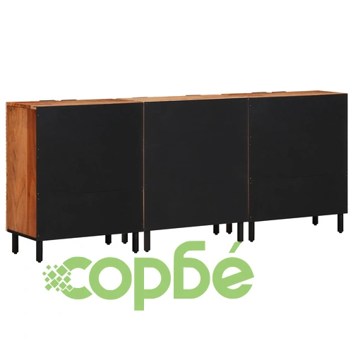 Комплект от 3 шкафа от масивна акациева дървесина, кафяви, 60x33x75 см ➤ топ цена ➤ sorbe.bg