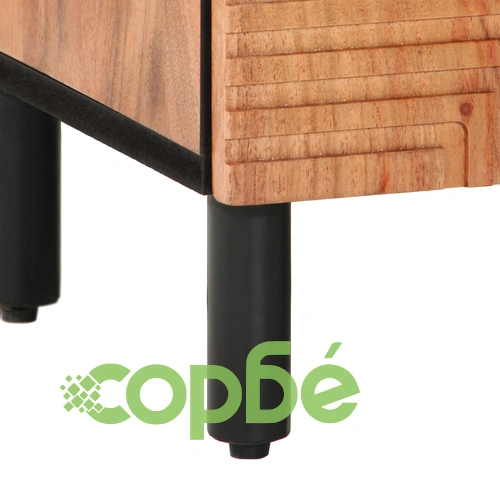 Комплект мебели за баня от 2 части - шкаф и огледало от масивна акациева дървесина, кафяв ➤ топ цена ➤ sorbe.bg