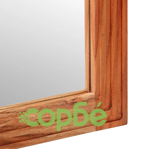 Комплект мебели за баня от 2 части - шкаф и огледало от масивна акациева дървесина, кафяв ➤ топ цена ➤ sorbe.bg