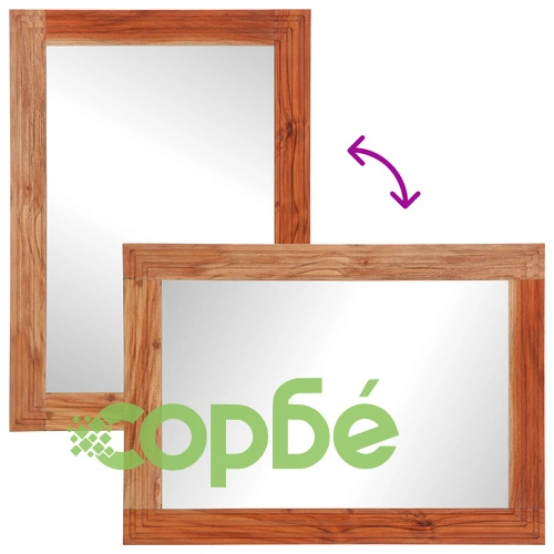 Комплект мебели за баня от 2 части - шкаф и огледало от масивна акациева дървесина, кафяв ➤ топ цена ➤ sorbe.bg