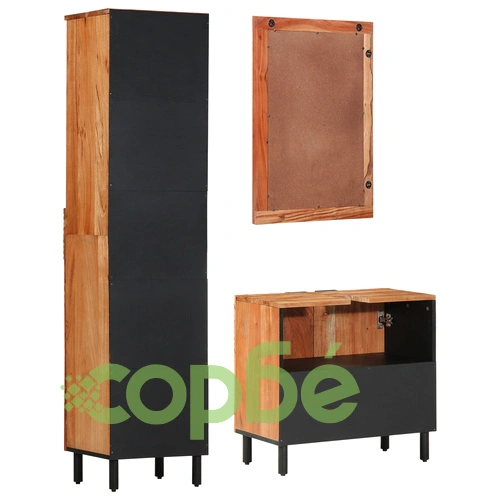 3 части комплект за баня от масивно дърво акация в кафяв цвят ➤ топ цена ➤ sorbe.bg