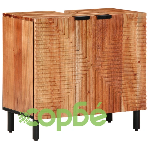 Комплект мебели за баня от 5 части от масивна акациева дървесина с матово покритие ➤ топ цена ➤ sorbe.bg