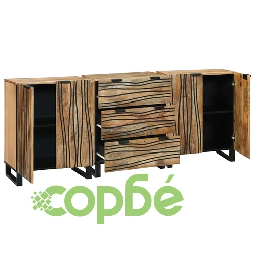 Комплект мебели за баня от мангово дърво 3 части кафяв 180x33x75 см ➤ топ цена ➤ sorbe.bg