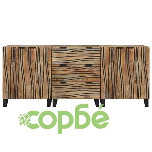 Комплект мебели за баня от мангово дърво 3 части кафяв 180x33x75 см ➤ топ цена ➤ sorbe.bg