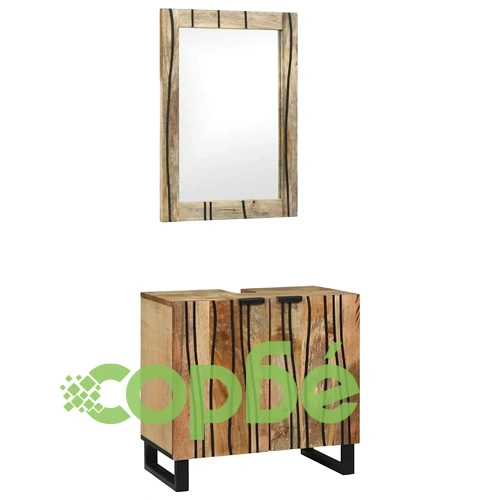 Комплект мебели за баня от мангово дърво 2 части кафяв 62x33x58 см ➤ топ цена ➤ sorbe.bg