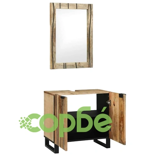 Комплект мебели за баня от мангово дърво 2 части кафяв 62x33x58 см ➤ топ цена ➤ sorbe.bg