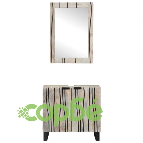 Комплект мебели за баня от мангово дърво 2 части бял 62x33x58 см ➤ топ цена ➤ sorbe.bg