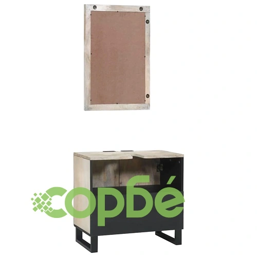 Комплект мебели за баня от мангово дърво 2 части бял 62x33x58 см ➤ топ цена ➤ sorbe.bg