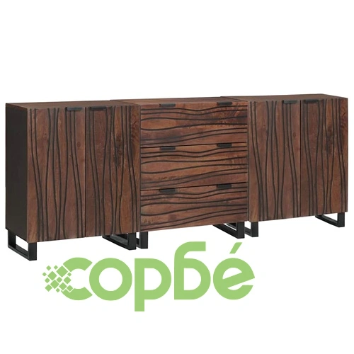 Комплект мебели за баня от масивно дърво манго 3 части кафяво 180x33x75 см ➤ топ цена ➤ sorbe.bg