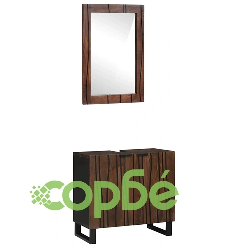 Комплект мебели за баня 2 части от мангово дърво орехово кафяво 62x33x58 см ➤ топ цена ➤ sorbe.bg