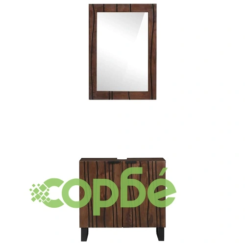 Комплект мебели за баня 2 части от мангово дърво орехово кафяво 62x33x58 см ➤ топ цена ➤ sorbe.bg