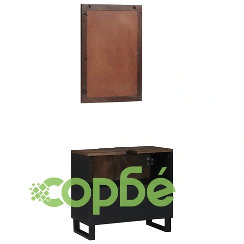 Комплект мебели за баня 2 части от мангово дърво орехово кафяво 62x33x58 см ➤ топ цена ➤ sorbe.bg