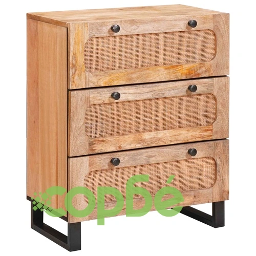 Странично шкафче 2 бр., 60 x 33 x 75 см, масивно мангово дърво ➤ топ цена ➤ sorbe.bg