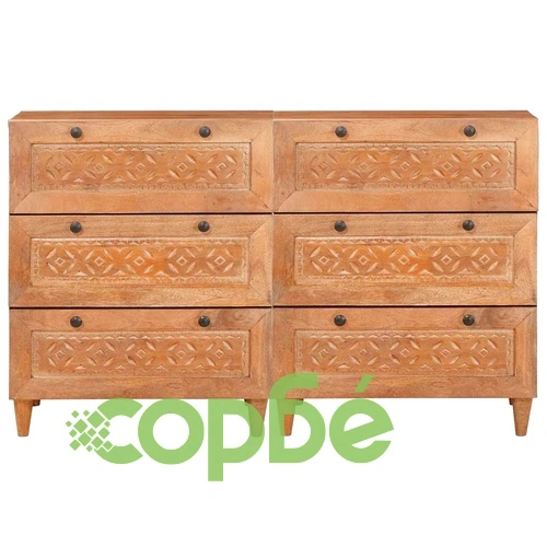 Комплект от 2 шкафа с 6 чекмеджета от масивно мангово дърво, кафяви, 60 x 33 x 75 cm ➤ топ цена ➤ sorbe.bg