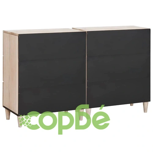 Комплект от 2 бели шкафа с чекмеджета от масивно мангово дърво 60 x 33 x 75 cm ➤ топ цена ➤ sorbe.bg