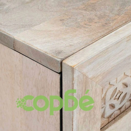 Комплект от 2 бели шкафа с чекмеджета от масивно мангово дърво 60 x 33 x 75 cm ➤ топ цена ➤ sorbe.bg