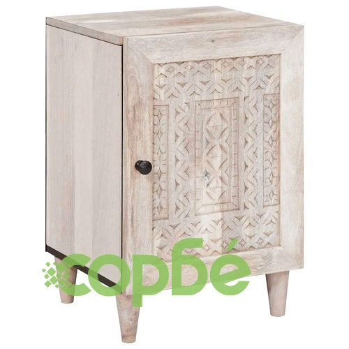 Комплект мебели за баня от масивно мангово дърво, 5 части, бял, 38 x 33 x 160 см ➤ топ цена ➤ sorbe.bg